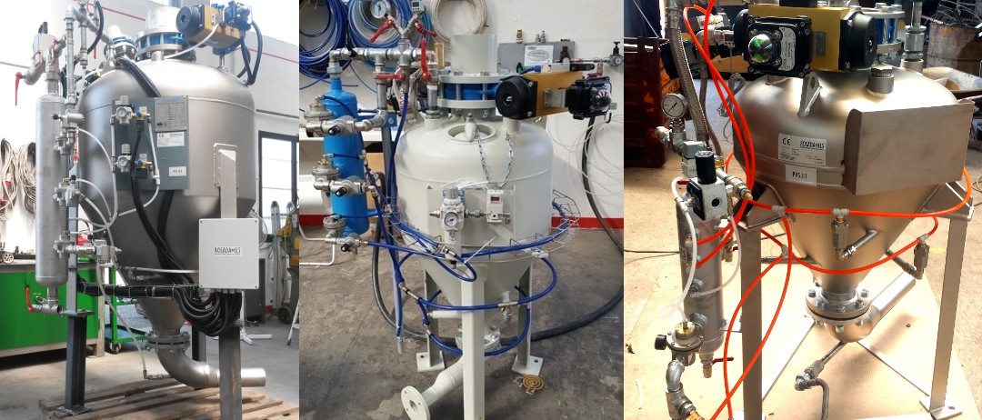 Pressure vessel for pneumatic conveying of powders and granules