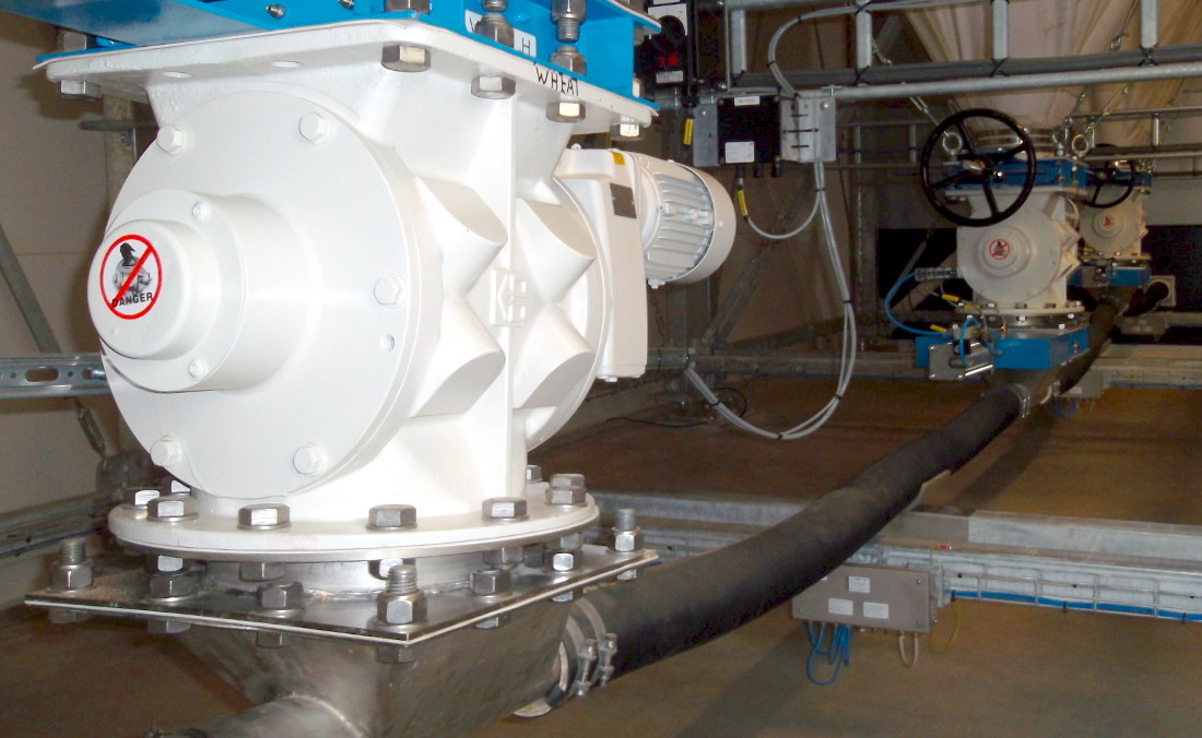 Pneumatic conveying with rotary valves